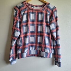 Sol Angeles, Plaid Hacci Pullover Top, Red/Blue/White, Size Small, NWOT